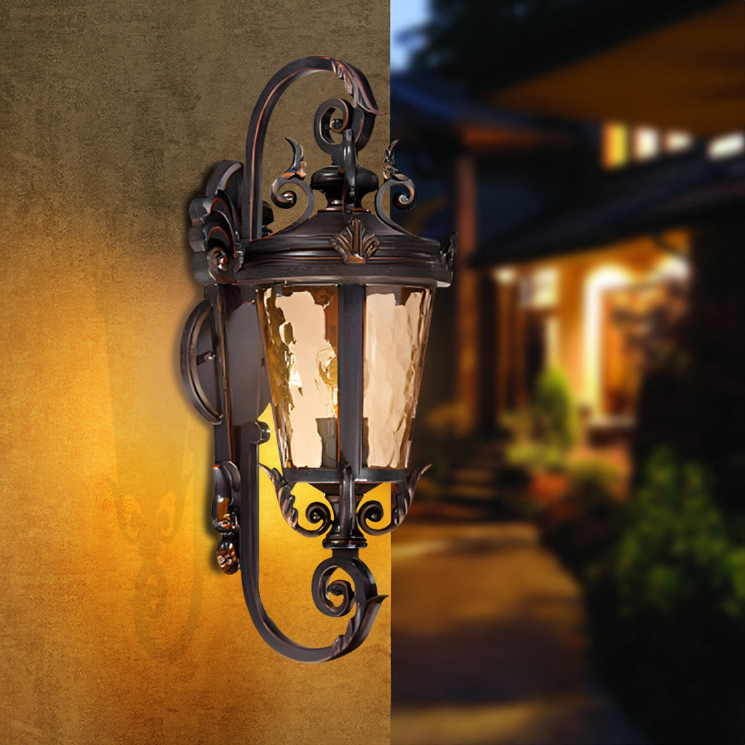 2X 70cm Vintage Aluminum Glass Lantern Wall Light for Aussie Homes