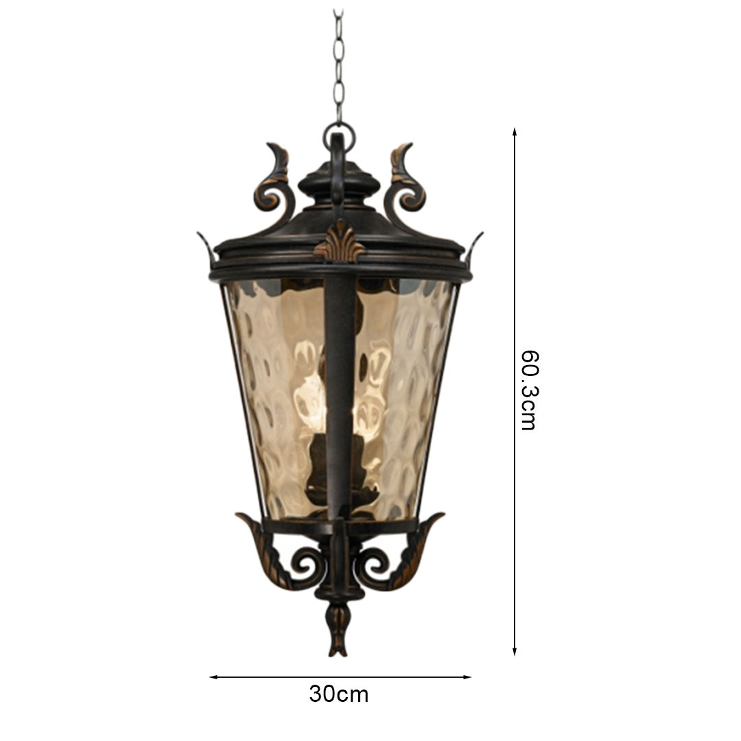 60.3cm Vintage Aluminum & Glass Lantern Elegant Chandelier Style