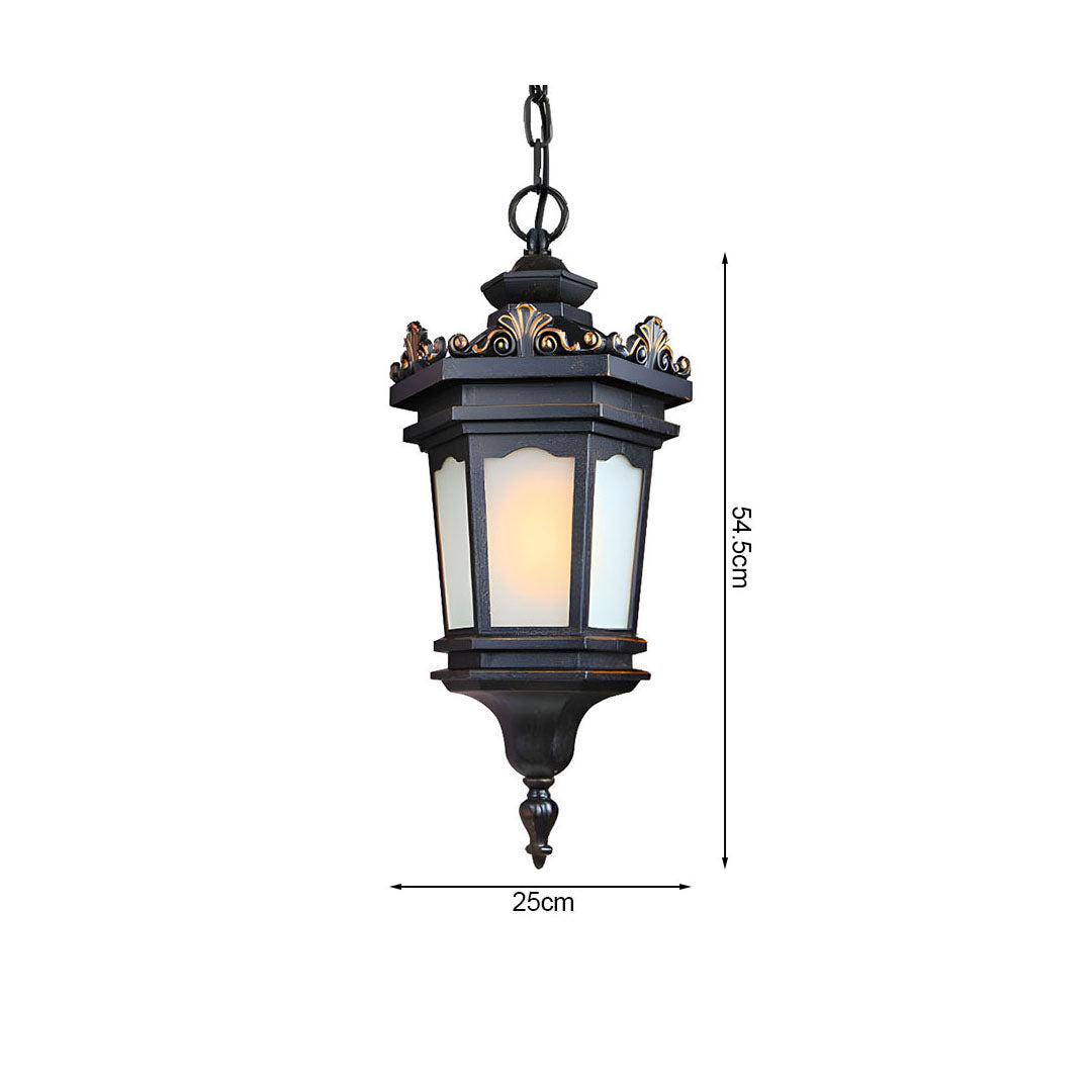2X 54.5cm Vintage Lamp Elegant Aluminum & Glass Lantern Chandelier