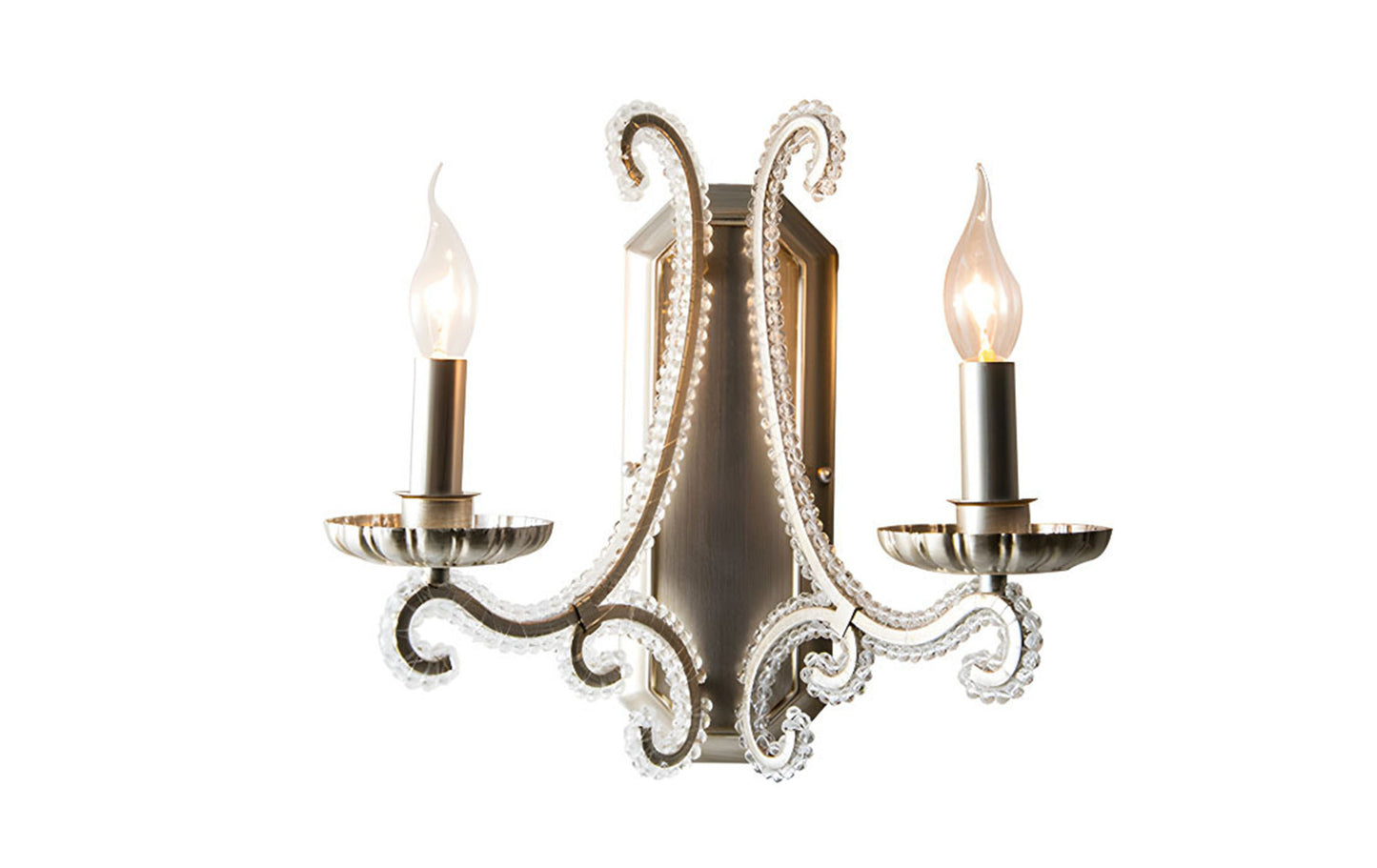 C02 2-Light Clear Crystal Candle Wall Light