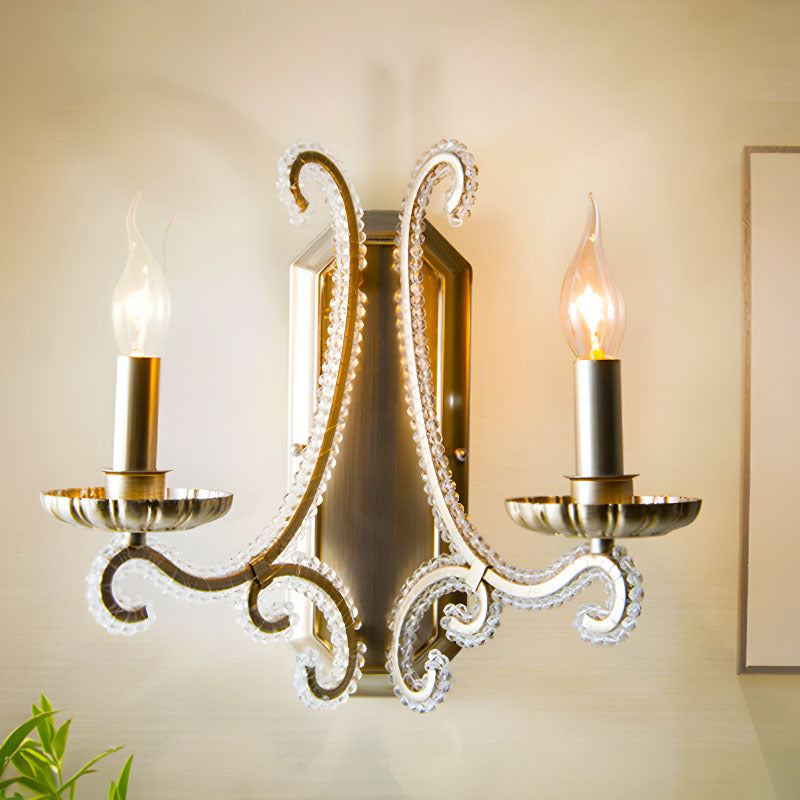 C02 2-Light Clear Crystal Candle Wall Light