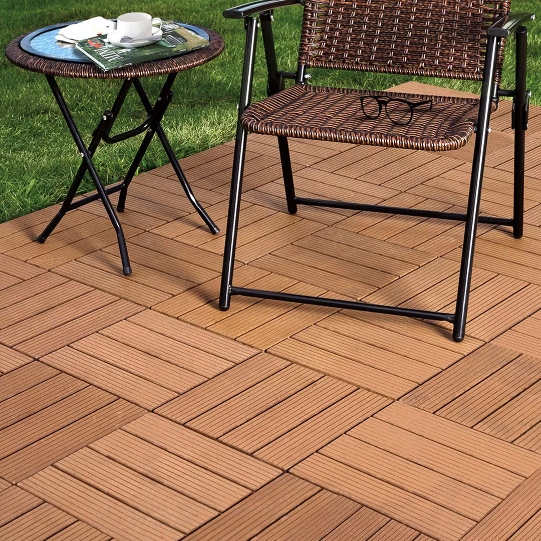 Coffee DIY Wooden Composite Decking Tiles Set of 11