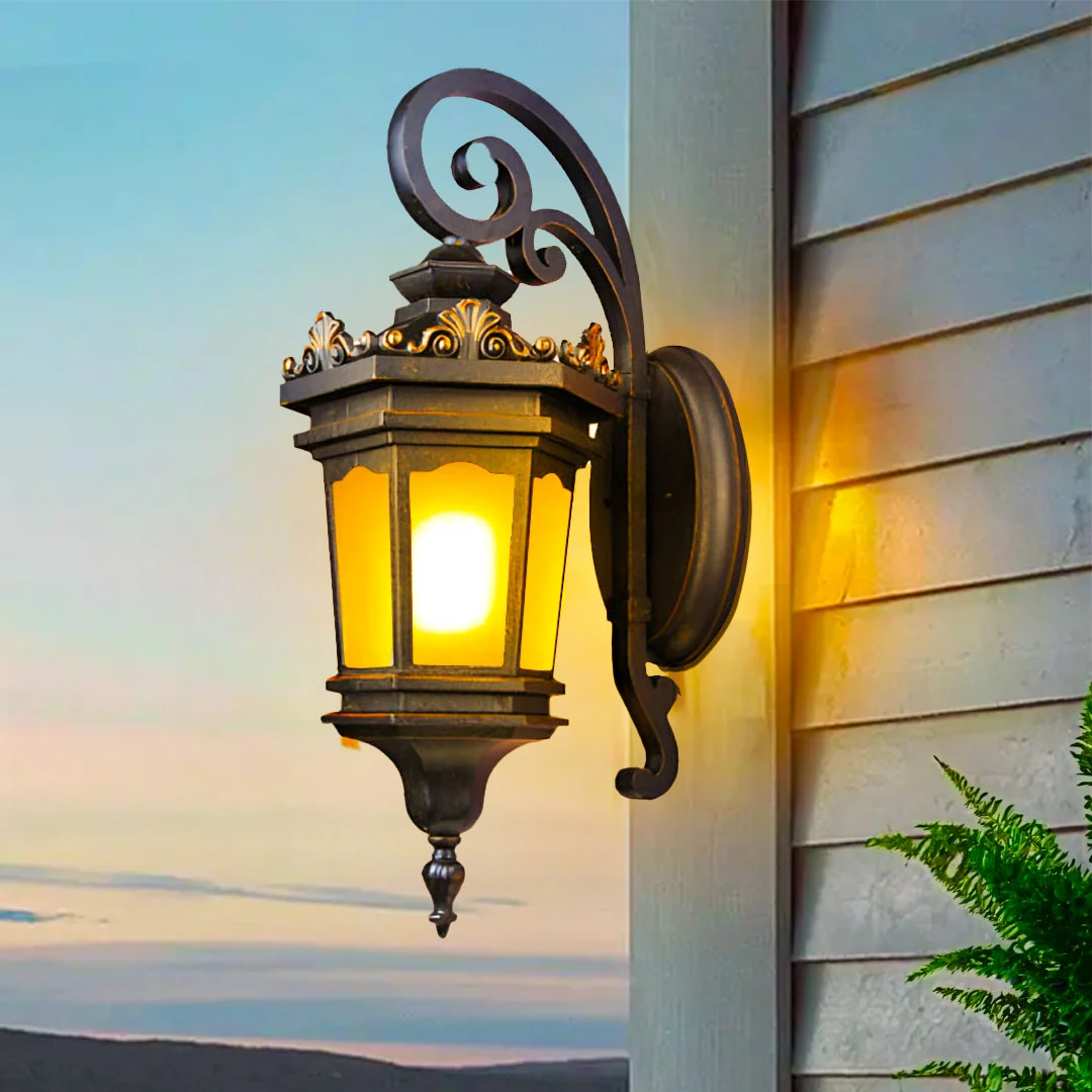 62cm Vintage Lantern Wall Light Elegant Aluminum & Glass Design – photo 3 – photo 3