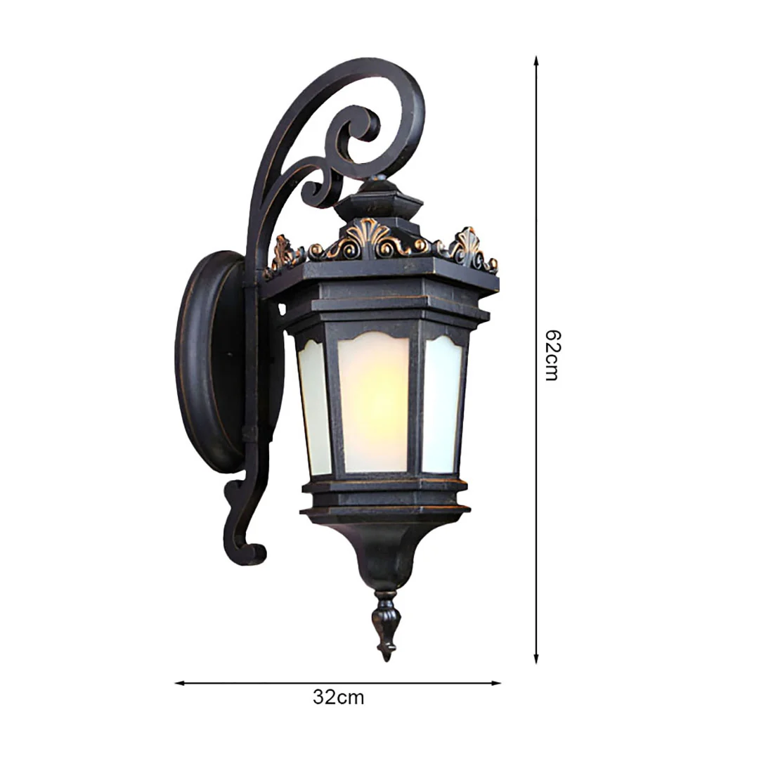 62cm Vintage Lantern Wall Light Elegant Aluminum & Glass Design – photo 4 – photo 4