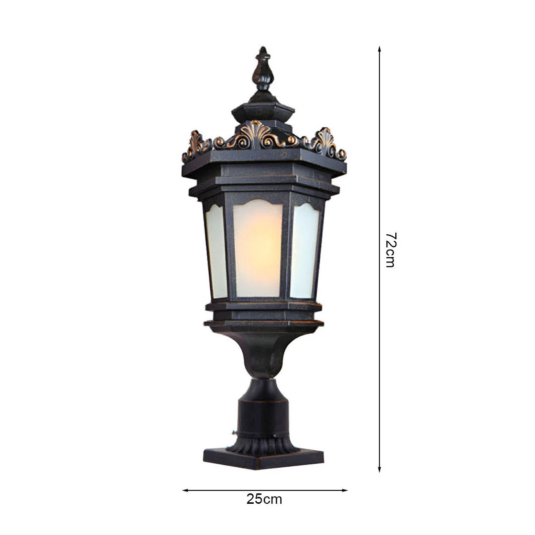 72cm Vintage Lamp Lantern Stand - Elegant Aluminum & Glass Outdoor Light – photo 4 – photo 4