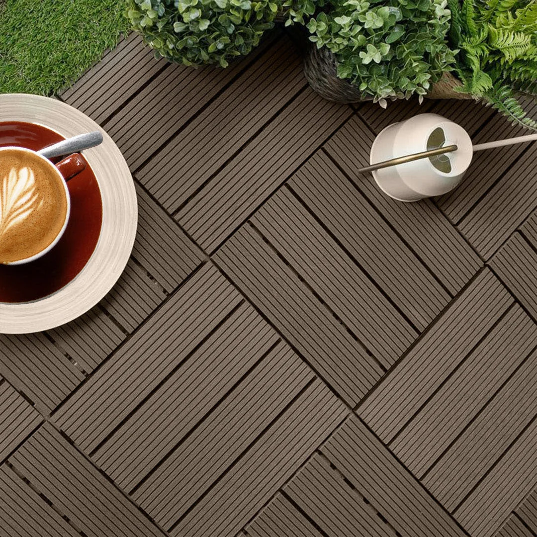 Dark Chocolate DIY Wooden Composite Decking Tiles Set of 11 – photo 2 – photo 2