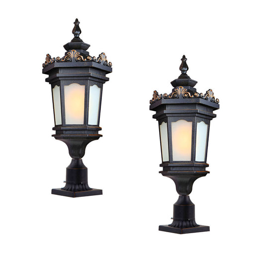 2X 72cm Vintage Lamp Lantern Stand - Elegant Aluminum & Glass Outdoor Light