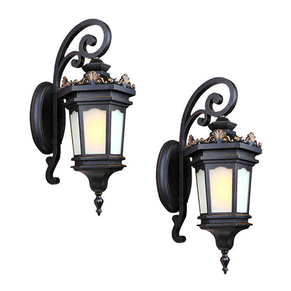 2X 62cm Vintage Lantern Wall Light Elegant Aluminum & Glass Design