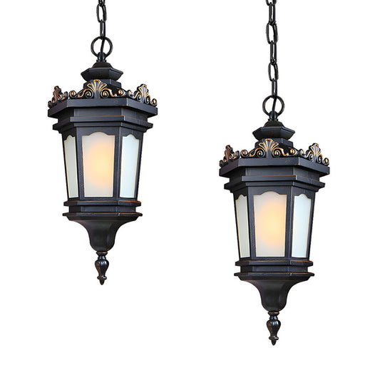 2X 54.5cm Vintage Lamp Elegant Aluminum & Glass Lantern Chandelier