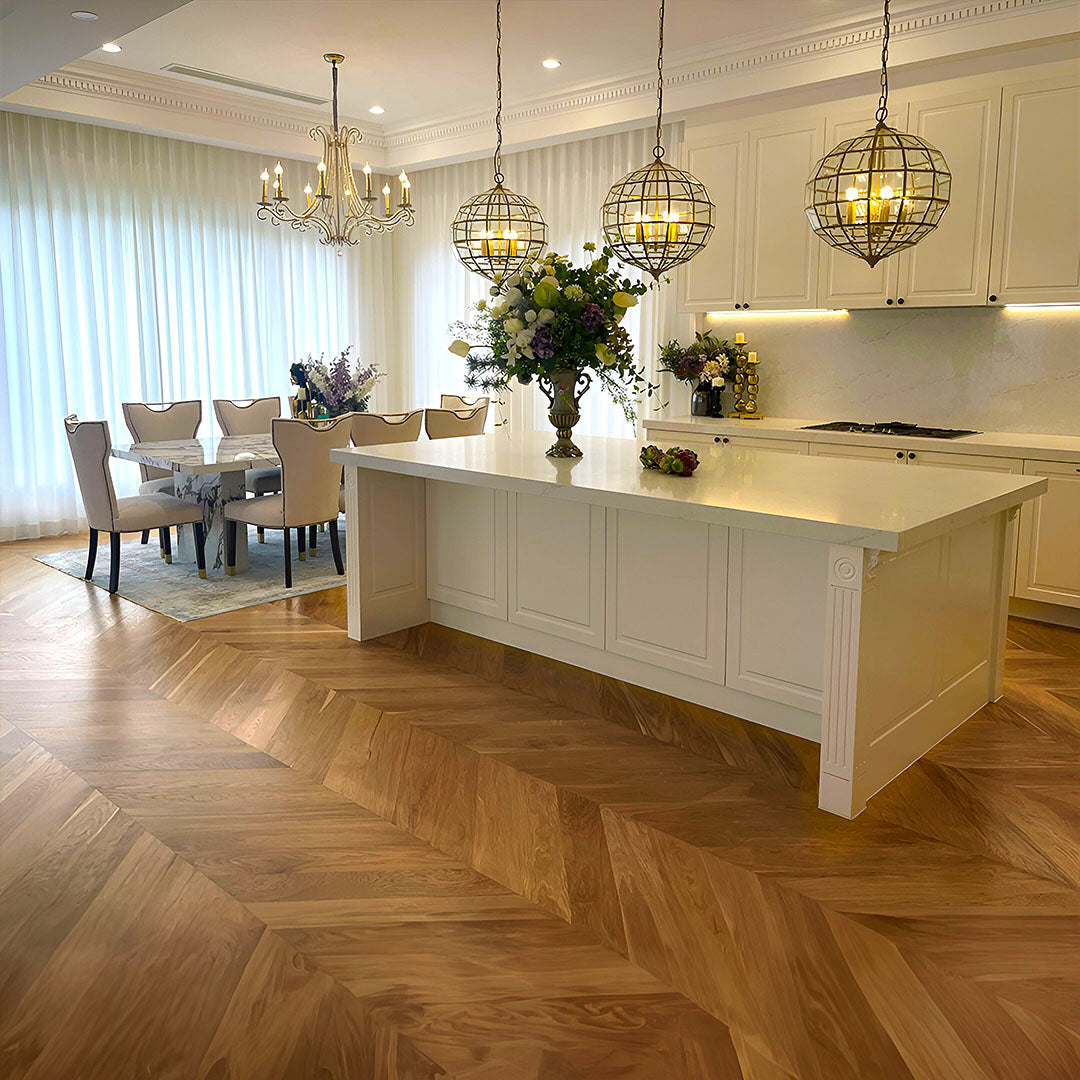 Solid Oak Chevron Parquet