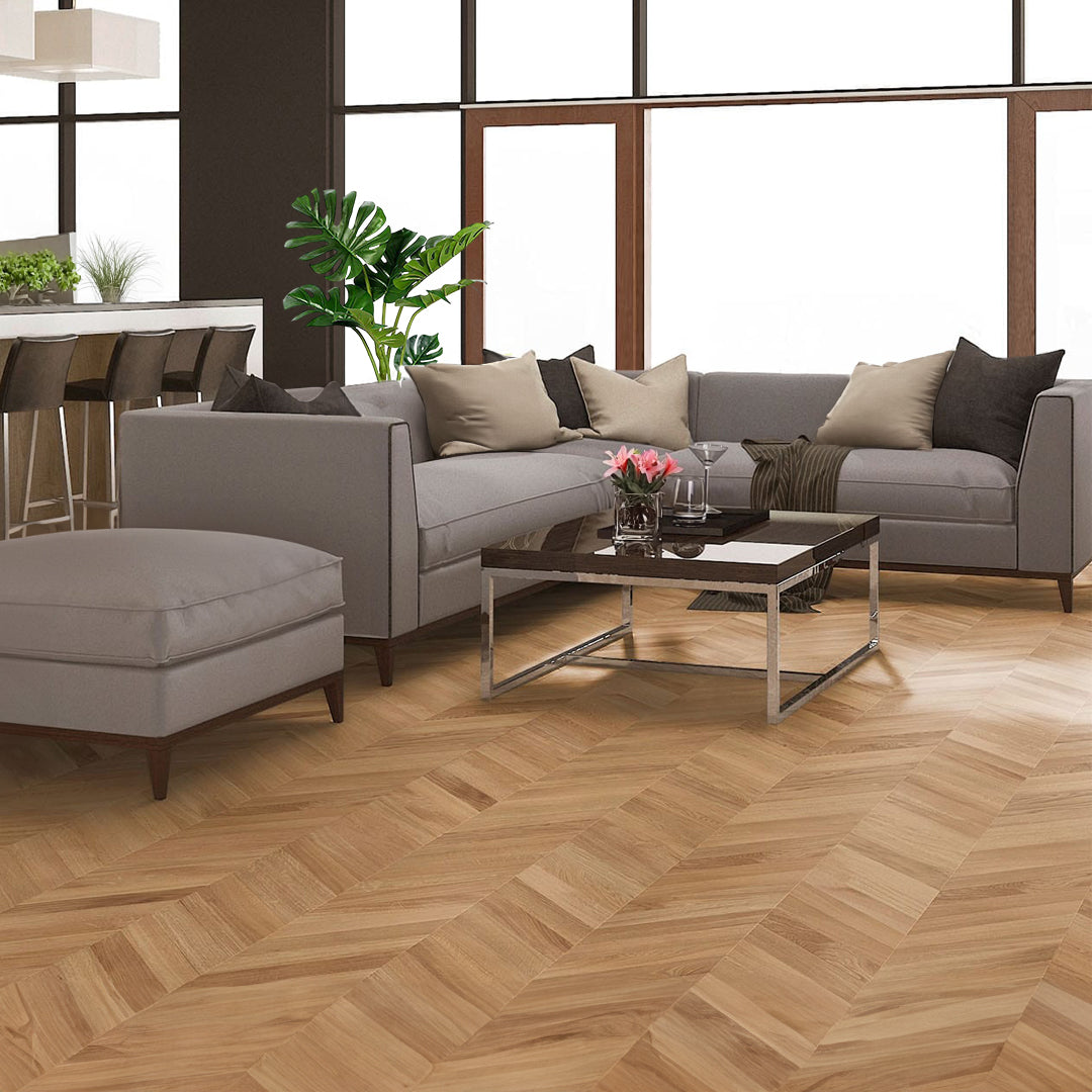 Solid Oak Chevron Parquet