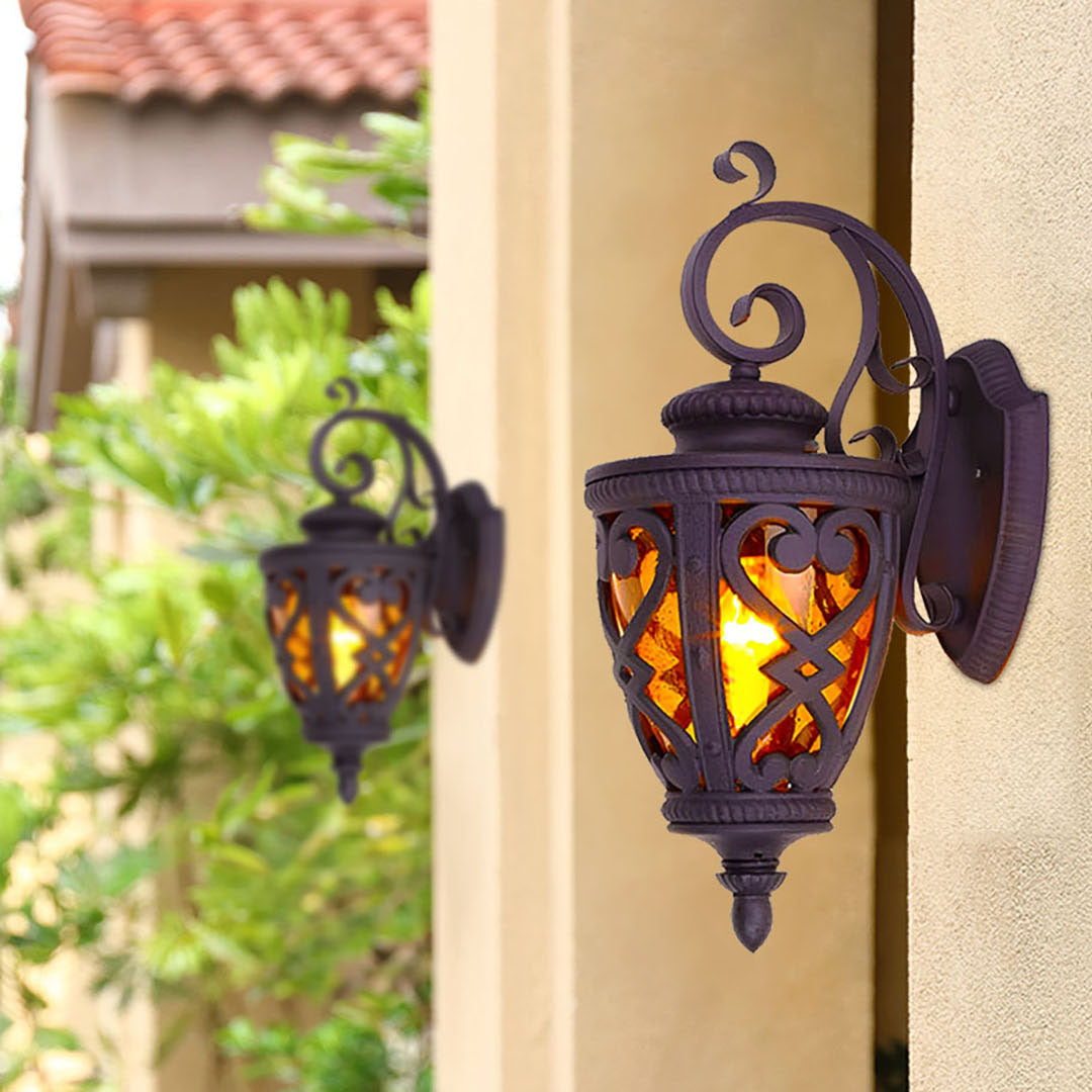 2X 57cm Vintage Outdoor Wall Lantern Antique Bronze Sconce