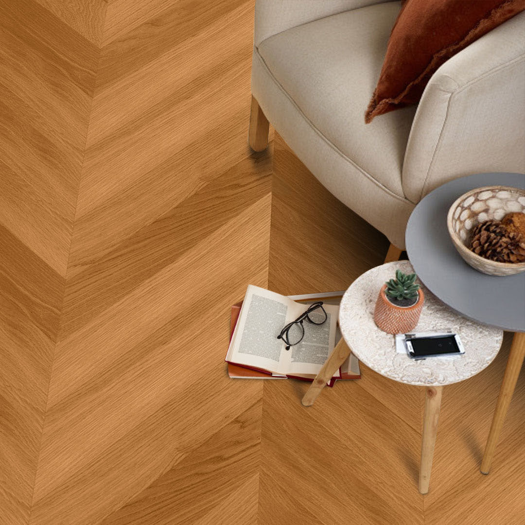 Solid Oak Chevron Parquet