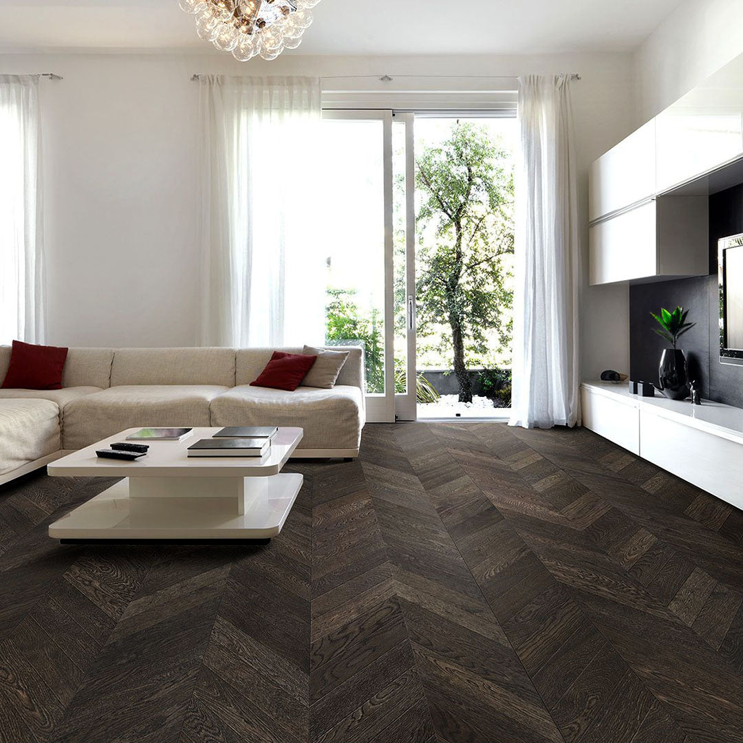 Solid Oak Chevron Parquet